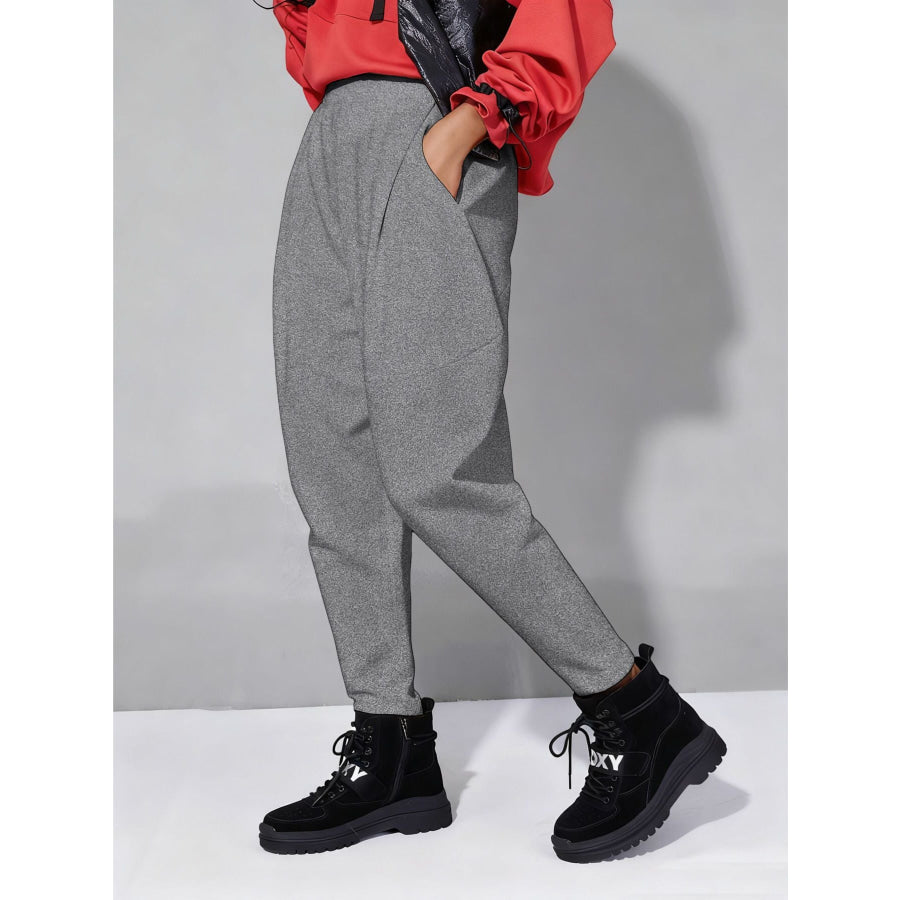 Loose Fit Harem Pants with Pockets Apparel and Accessories