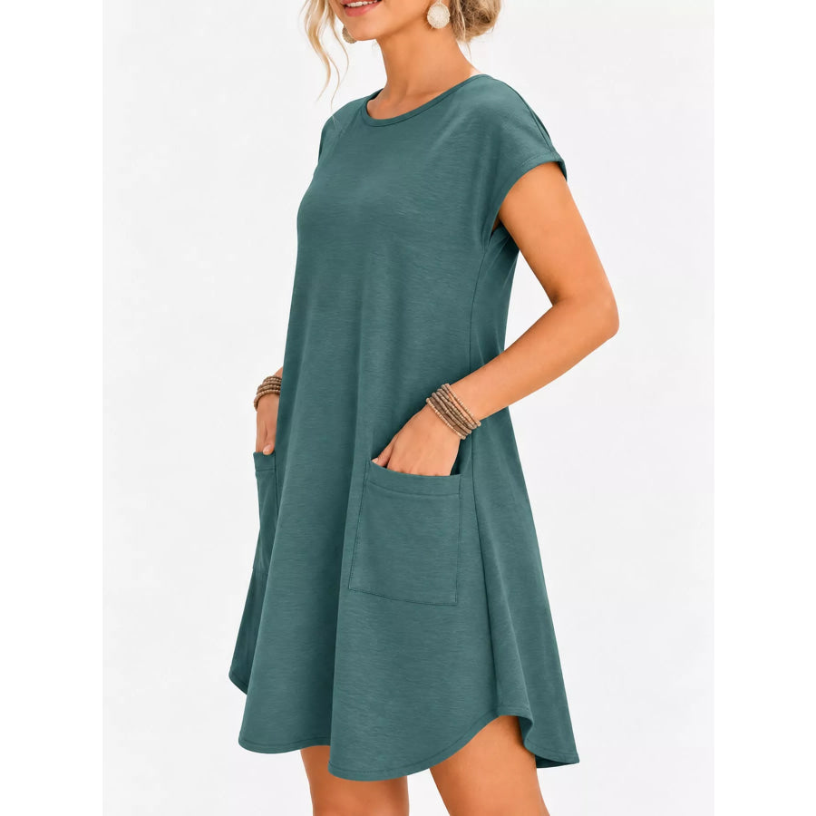 Loose Fit T-Shirt Dress with Pockets Blue / S Apparel and Accessories