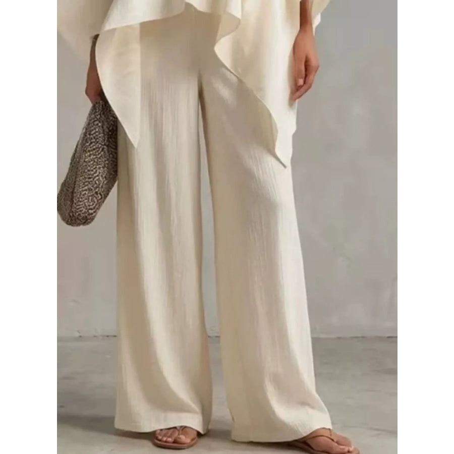 Loose Fit V-Neck Top and Pants Two-Piece Set Apparel and Accessories