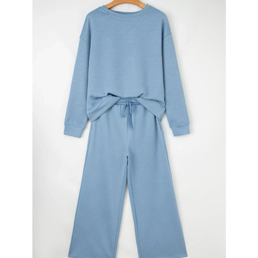 Loose Textured Top and Pants 2pcs Outfit Set Apparel and Accessories