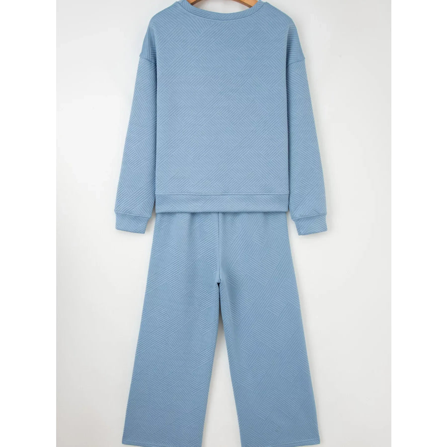 Loose Textured Top and Pants 2pcs Outfit Set Apparel and Accessories