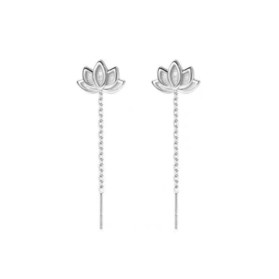 Lotus Drop Earrings Silver / One Size Apparel and Accessories