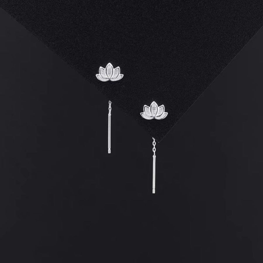 Lotus Drop Earrings Silver / One Size Apparel and Accessories