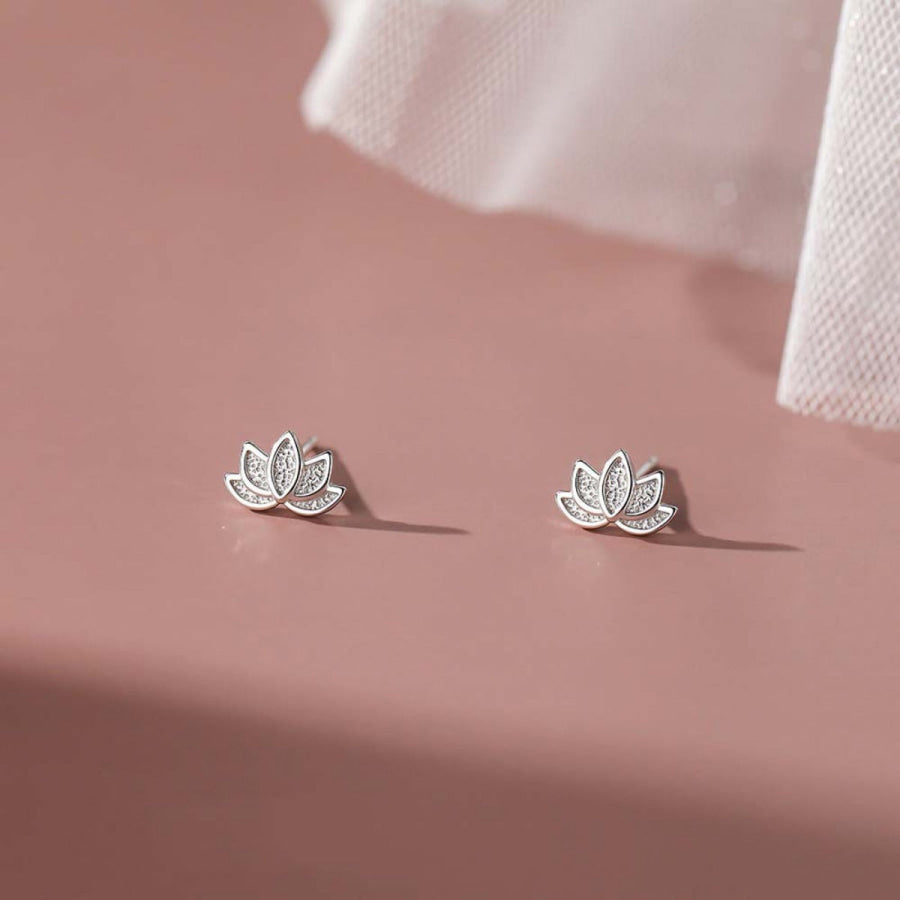 Lotus Flower Stud Earrings Silver / One Size Apparel and Accessories