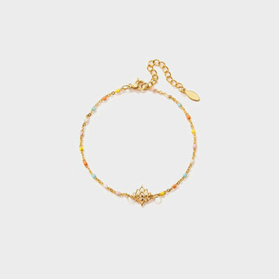 Lotus Shape 18K Gold-Plated Bead Bracelet Gold / One Size Apparel and Accessories