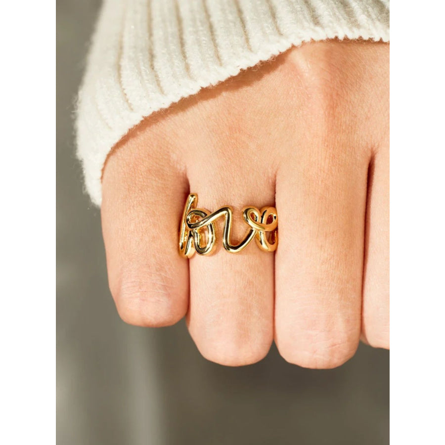 LOVE 18K Gold-Plated 925 Sterling Silver Ring Apparel and Accessories