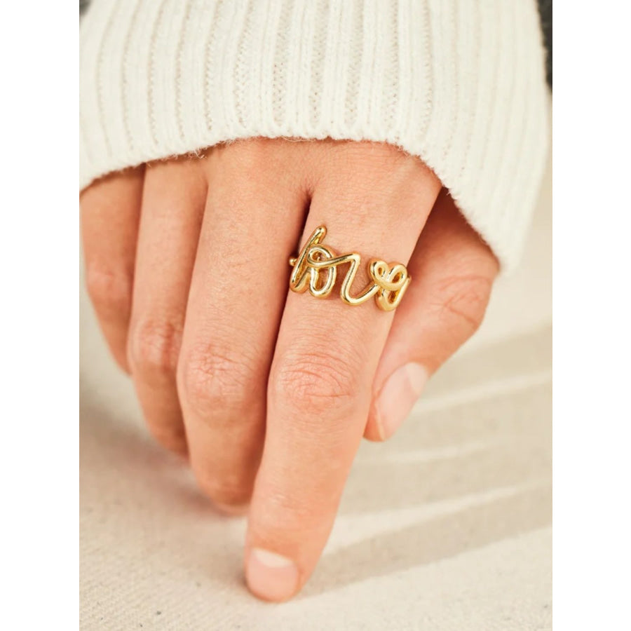 LOVE 18K Gold-Plated 925 Sterling Silver Ring Gold / 6 Apparel and Accessories