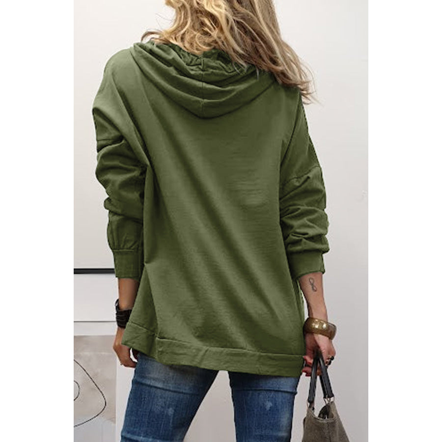 LOVE Drawstring Dropped Shoulder Hoodie Apparel and Accessories