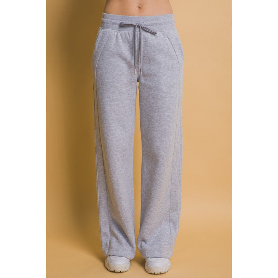 Love Tree Drawstring Wide Leg Sweatpants with Pockets Gray / S Apparel and Accessories