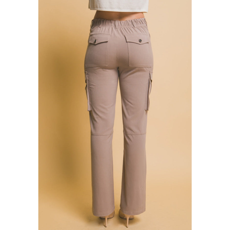 Love Tree High Rise Cargo Pants with Pockets Apparel and Accessories