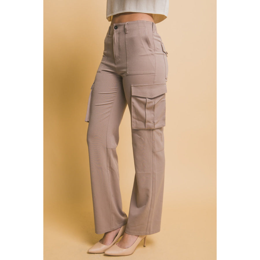 Love Tree High Rise Cargo Pants with Pockets Apparel and Accessories