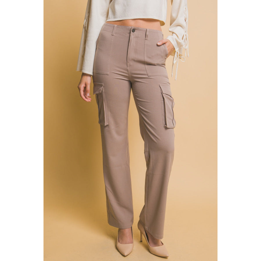 Love Tree High Rise Cargo Pants with Pockets Apparel and Accessories