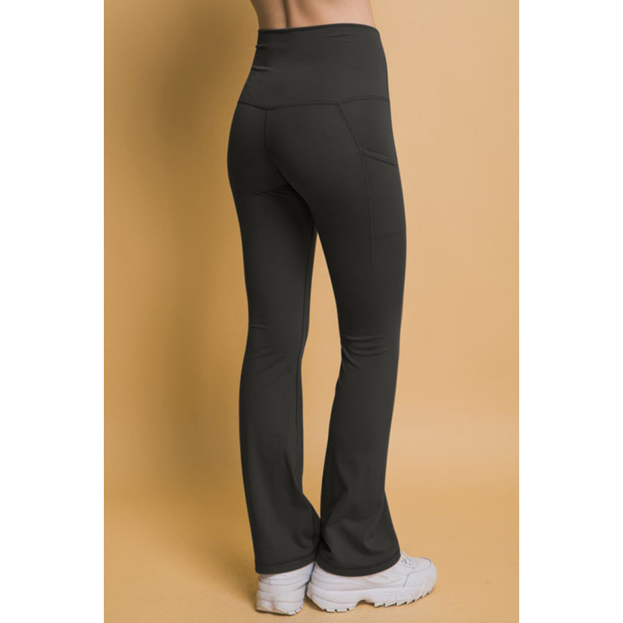 Love Tree High Waist Flare Active Leggings with Side Pockets Apparel and Accessories