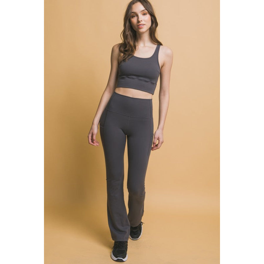 Love Tree High Waist Flare Leggings with Side Pockets Apparel and Accessories