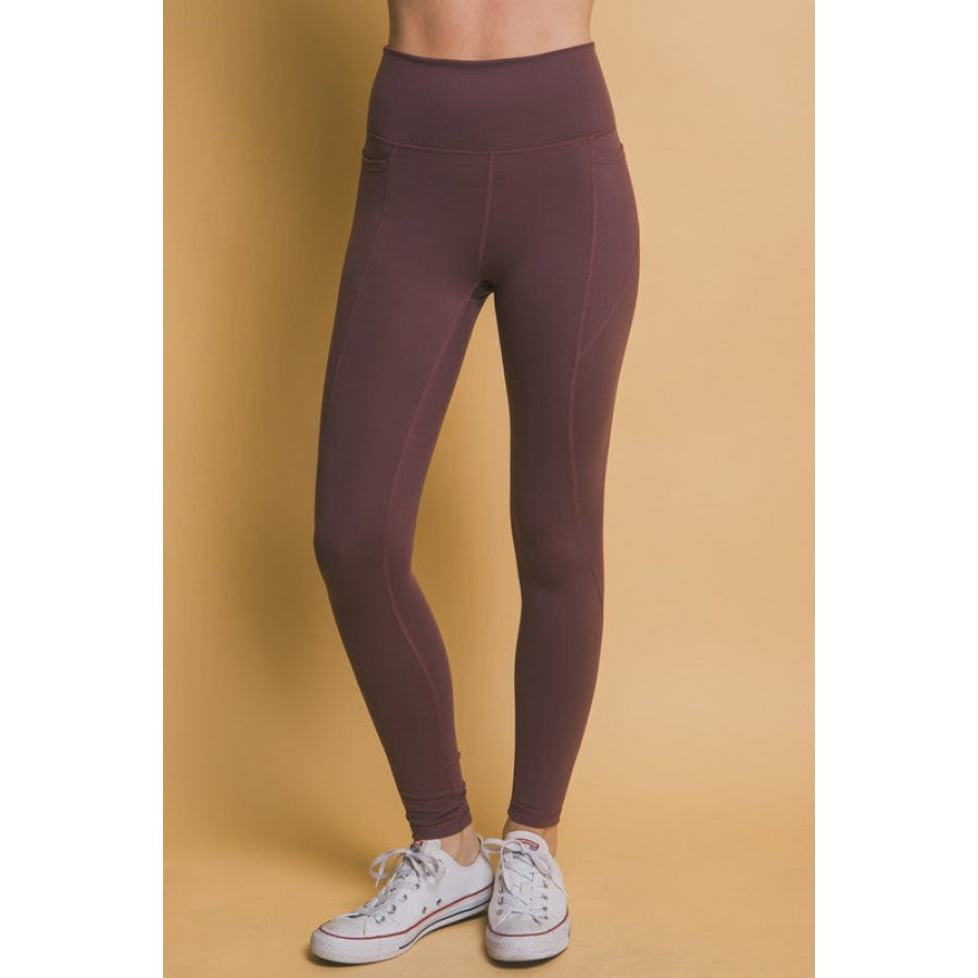 Love Tree High Waist Leggings with Side Pockets MULBERRY / S Apparel and Accessories