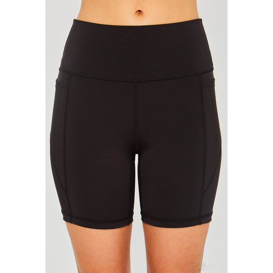 Love Tree High Waist Seam Detail Active Shorts Black / S Apparel and Accessories