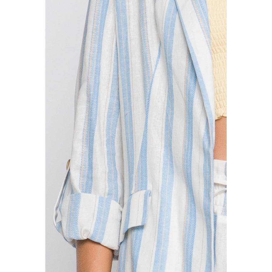 Love Tree Linen Woven Striped Blazer Apparel and Accessories