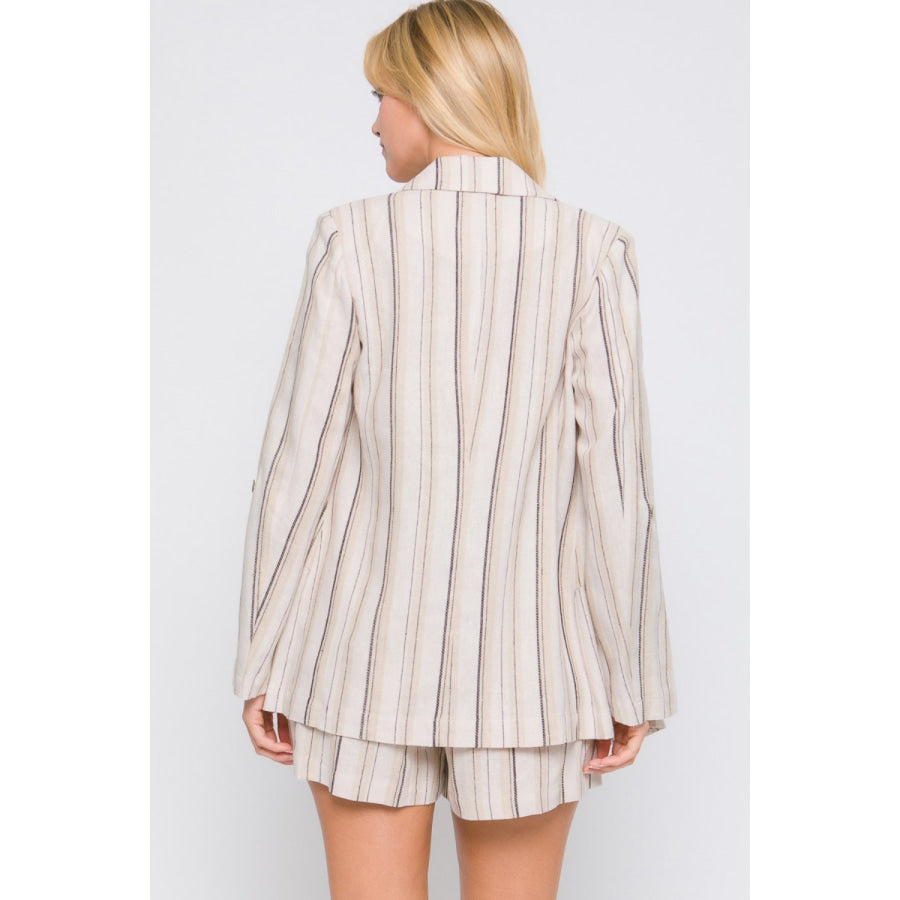 Love Tree Linen Woven Striped Blazer Apparel and Accessories