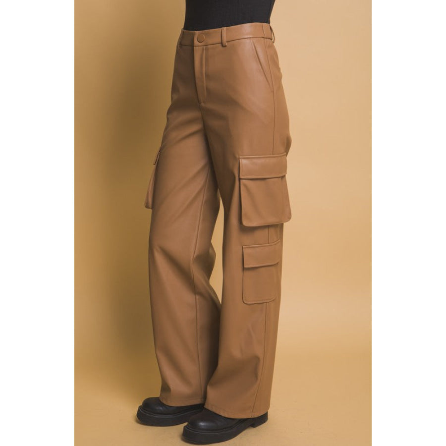 Love Tree PU Leather Cargo Pants Apparel and Accessories