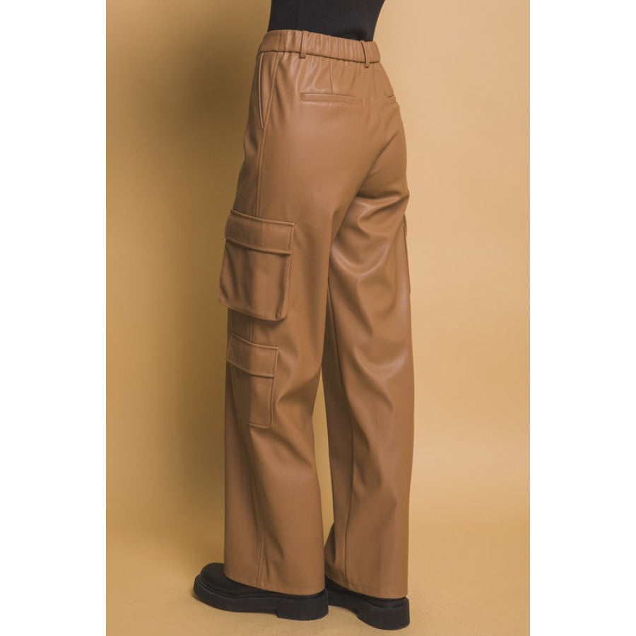 Love Tree PU Leather Cargo Pants Apparel and Accessories