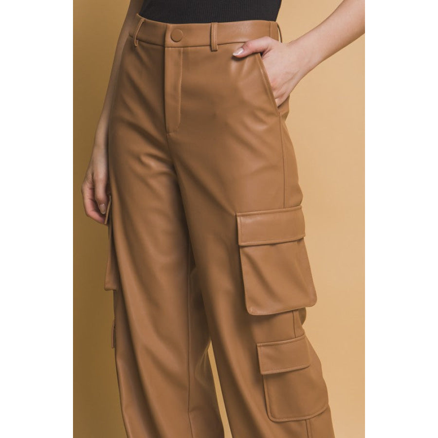 Love Tree PU Leather Cargo Pants Apparel and Accessories