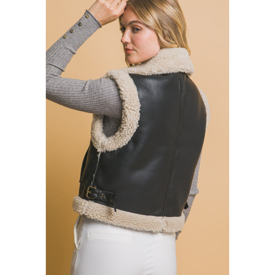 Love Tree Sherpa Zip Up Vest with Pockets Apparel and Accessories