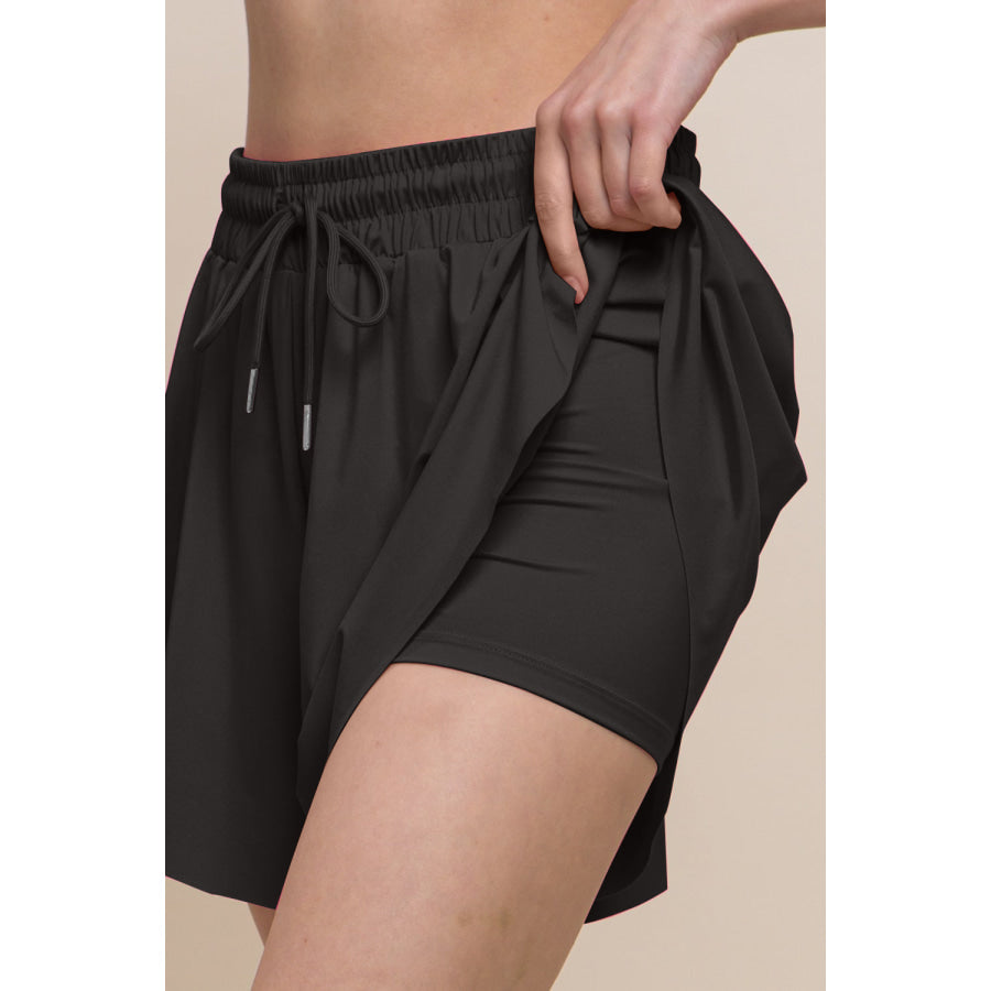 Love Tree Two In One Drawstring Active Shorts Black / S Apparel and Accessories