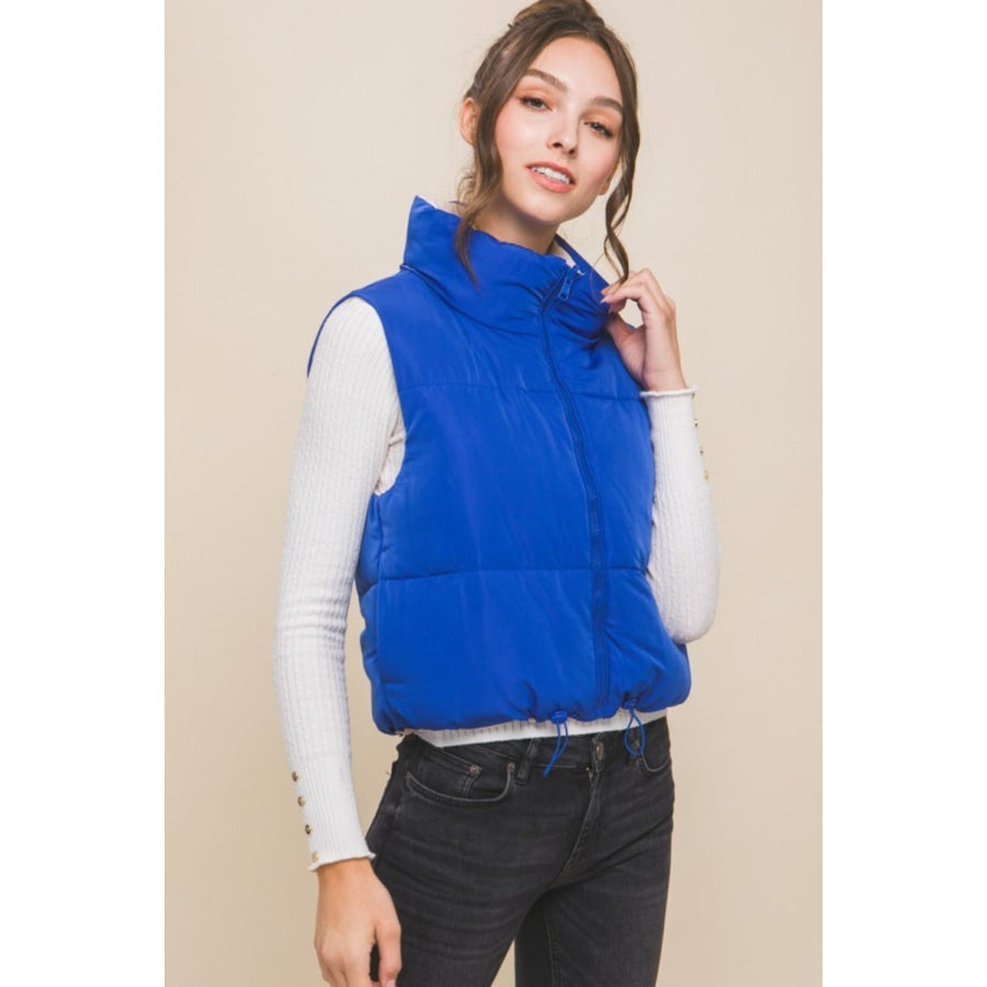 Love Tree Zip Up Cropped Contrast Reversible Vest Azure / S Apparel and Accessories