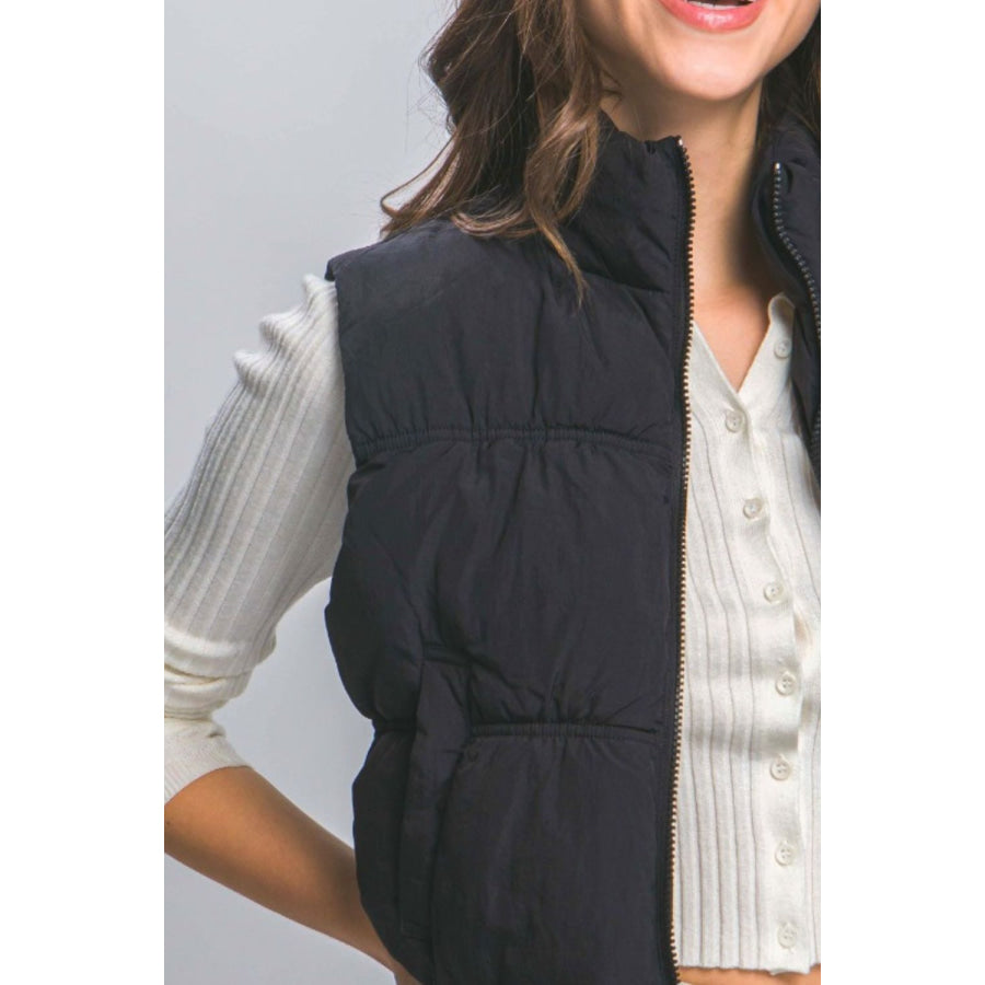 Love Tree Zip Up Turtleneck Cropped Vest Coat Apparel and Accessories