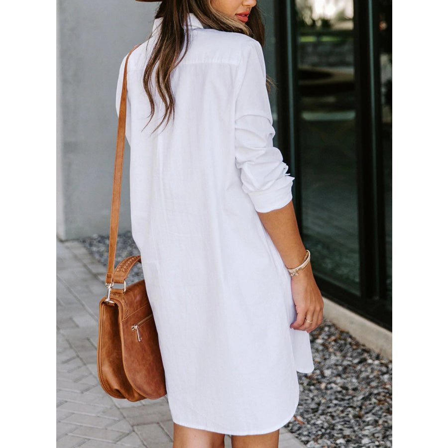 Lovelet Button Up Collared Neck Long Sleeve Shirt Dress Apparel and Accessories