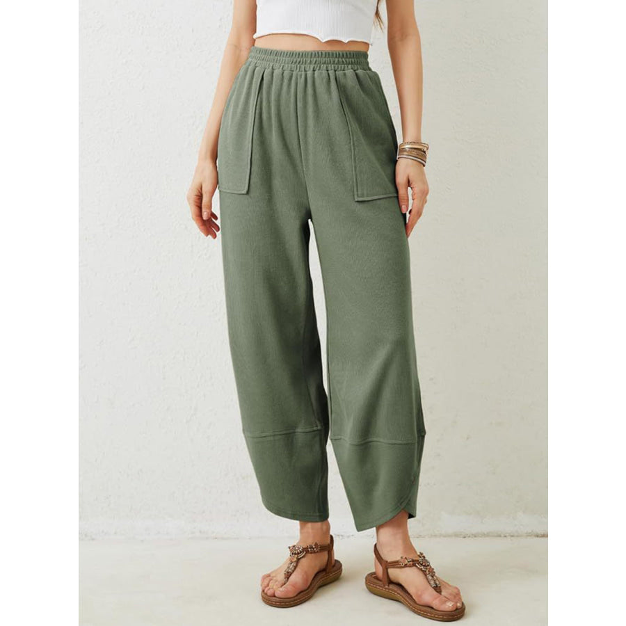 Lovelet Elastic Waist Wide Leg Pants Apparel and Accessories