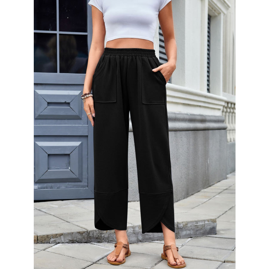 Lovelet Elastic Waist Wide Leg Pants Apparel and Accessories