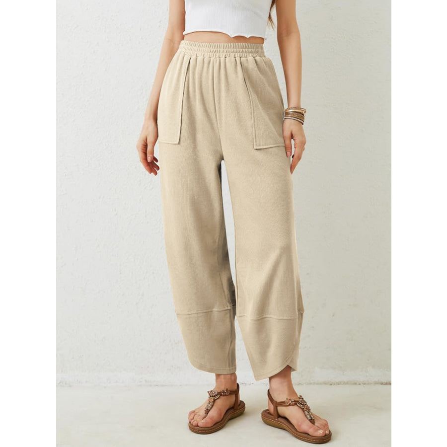 Lovelet Elastic Waist Wide Leg Pants Apparel and Accessories