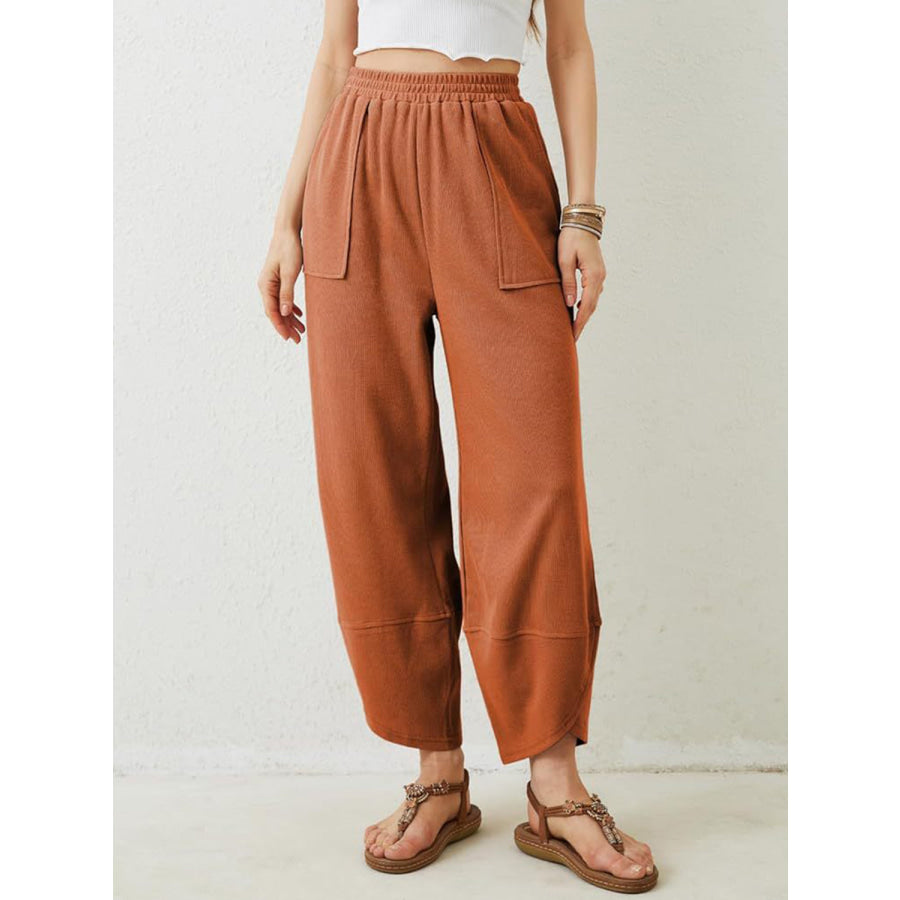 Lovelet Elastic Waist Wide Leg Pants Ochre / S Apparel and Accessories