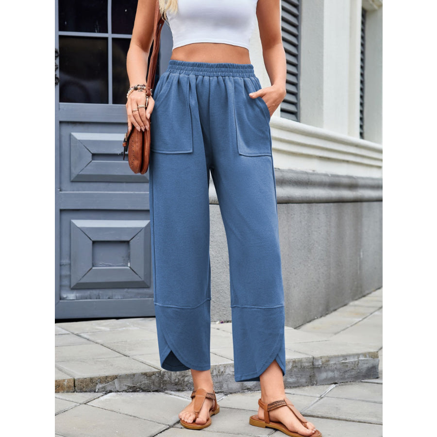 Lovelet Elastic Waist Wide Leg Pants Royal Blue / S Apparel and Accessories