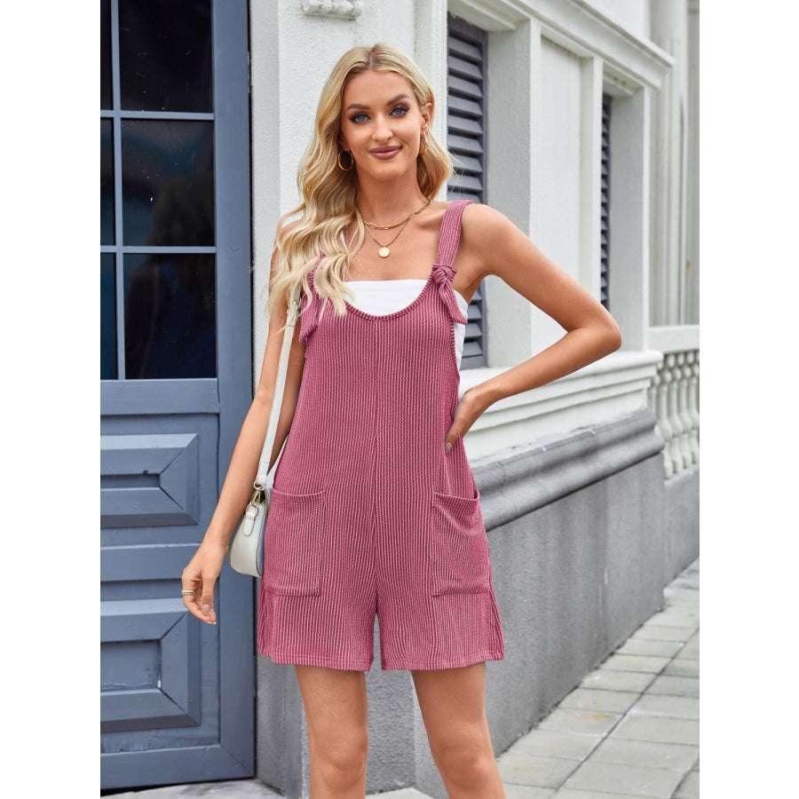 Lovelet Knotted Wide Strap Scoop Neck Overalls Apparel and Accessories