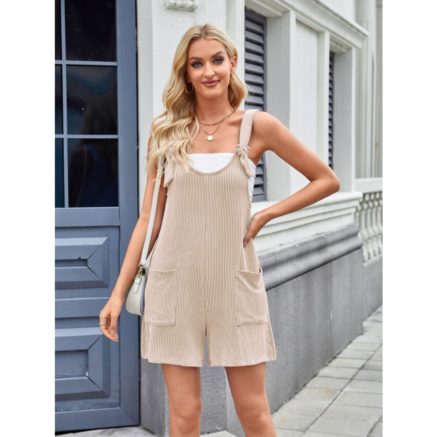 Lovelet Knotted Wide Strap Scoop Neck Overalls Apparel and Accessories