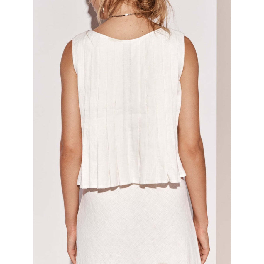 Lovelet Pleated Tied Round Neck Vest Apparel and Accessories