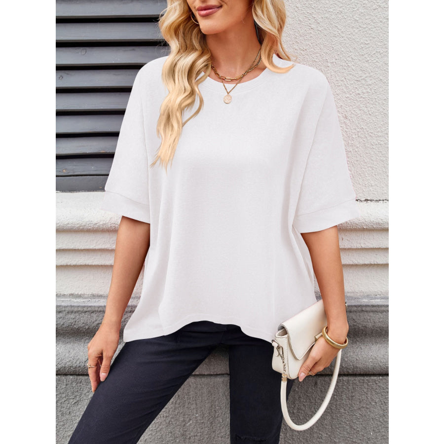 Lovelet Round Neck Half Sleeve T-Shirt White / S Apparel and Accessories