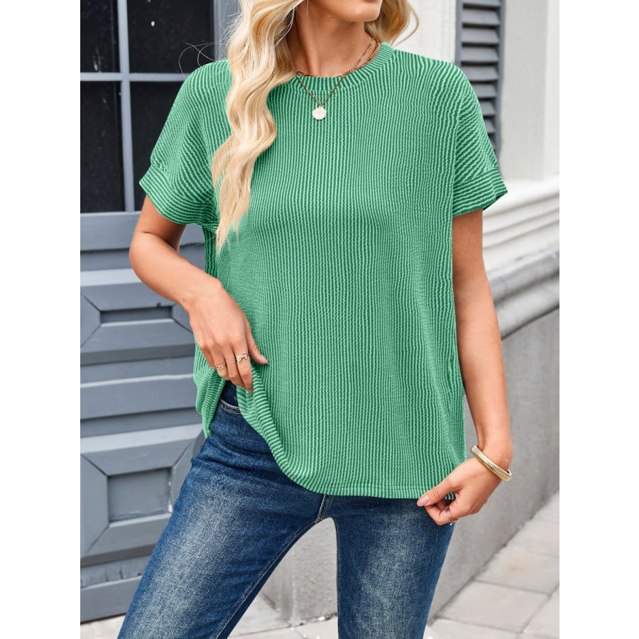 Lovelet Round Neck Short Sleeve Rib T-Shirt Apparel and Accessories