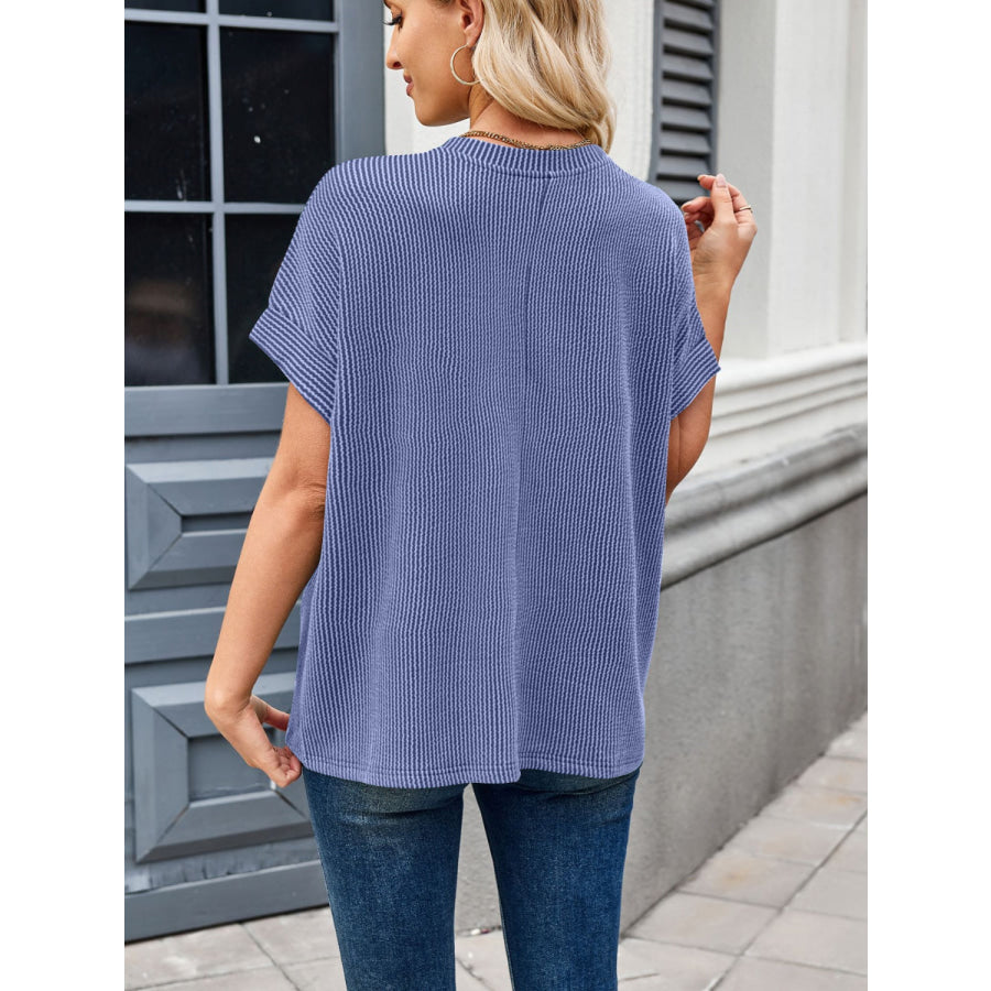 Lovelet Round Neck Short Sleeve Rib T-Shirt Apparel and Accessories