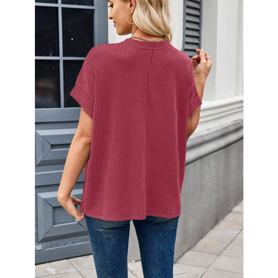 Lovelet Round Neck Short Sleeve Rib T-Shirt Apparel and Accessories