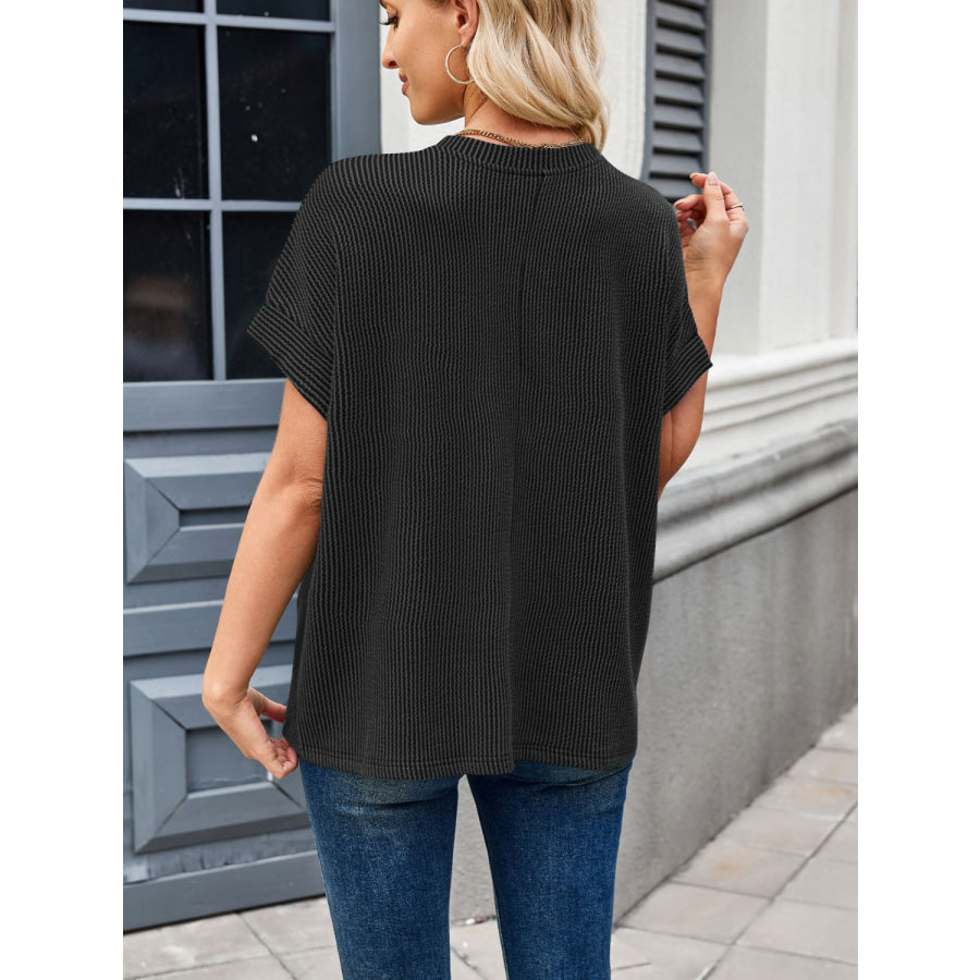 Lovelet Round Neck Short Sleeve Rib T-Shirt Apparel and Accessories