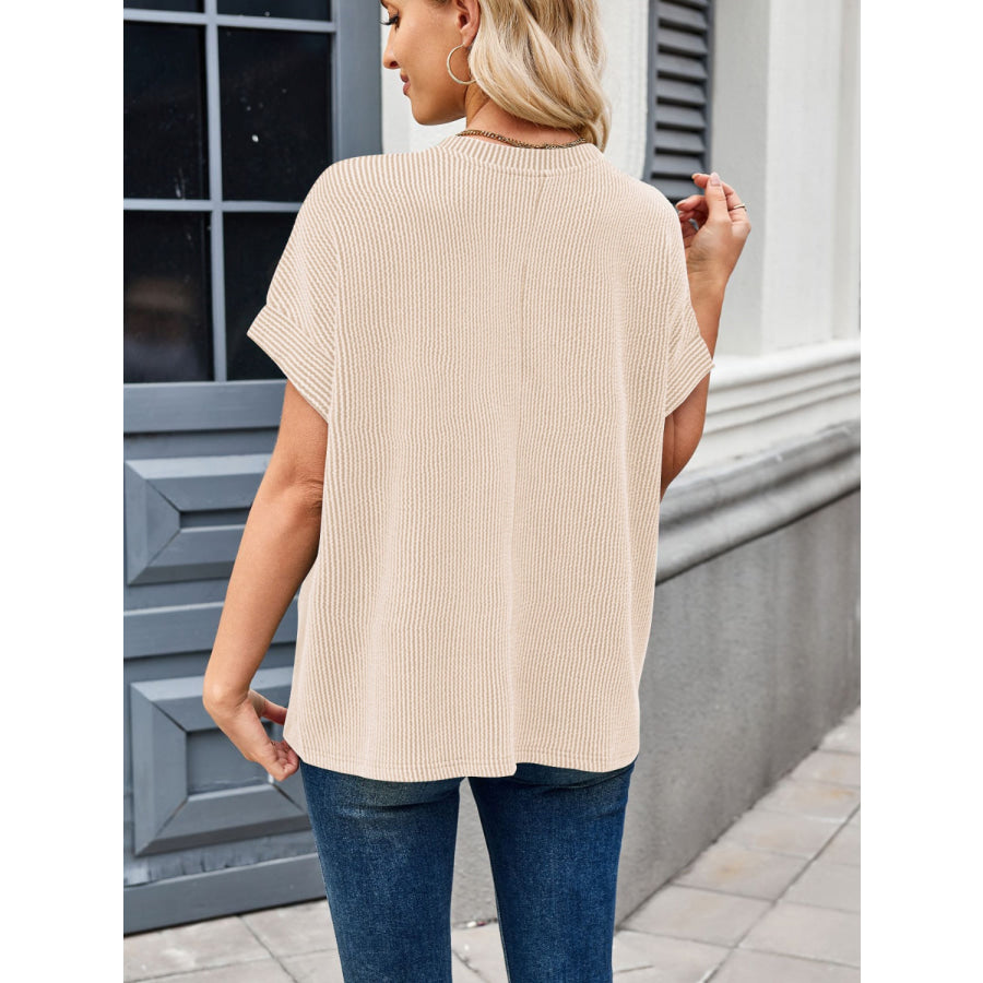 Lovelet Round Neck Short Sleeve Rib T-Shirt Apparel and Accessories