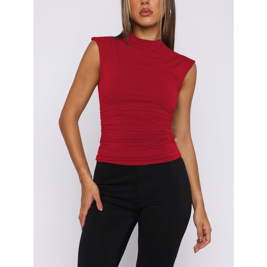 Lovelet Ruched Mock Neck Tank Apparel and Accessories