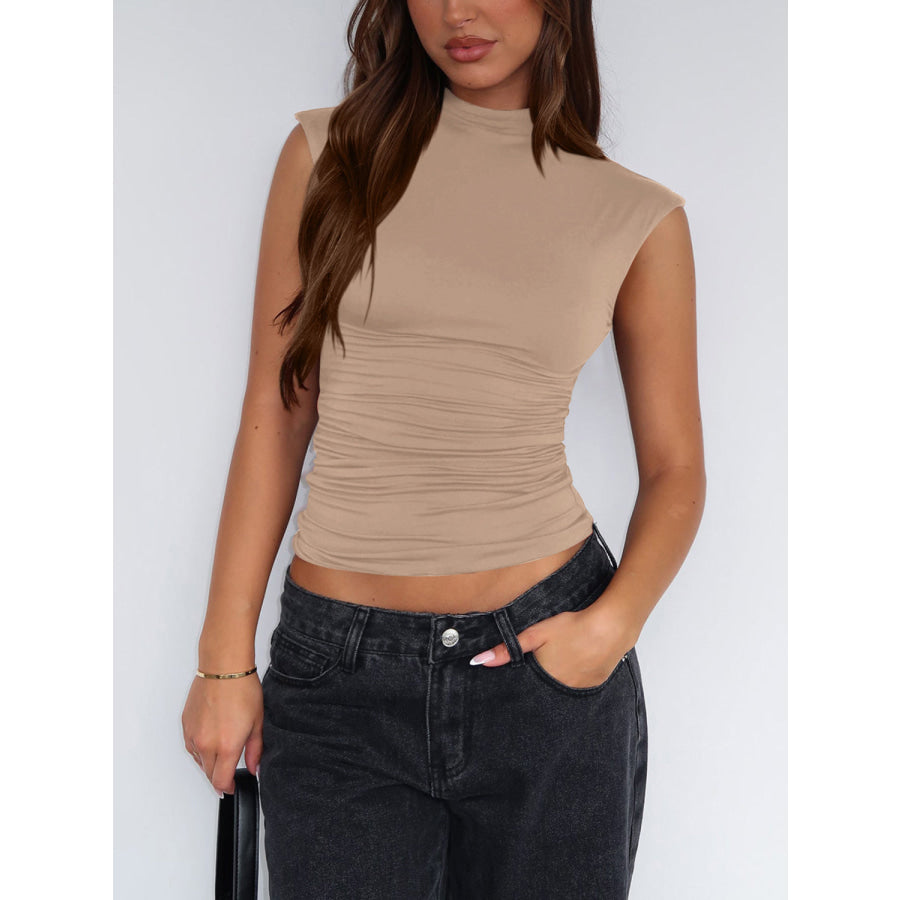 Lovelet Ruched Mock Neck Tank Apparel and Accessories