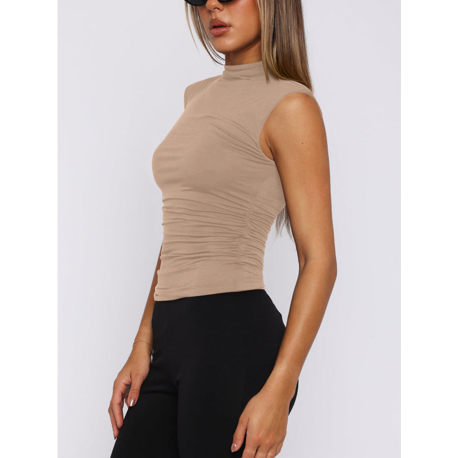 Lovelet Ruched Mock Neck Tank Apparel and Accessories