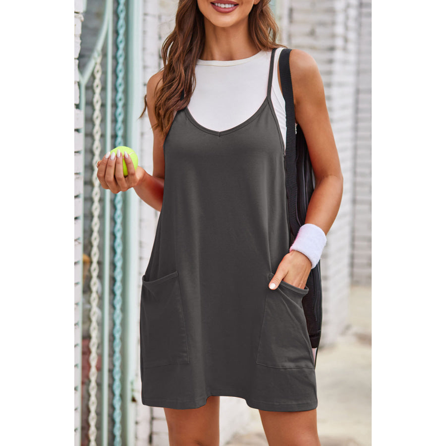 Lovelet Scoop Neck Cami Dress and Shorts Set Dark Gray / S Apparel and Accessories