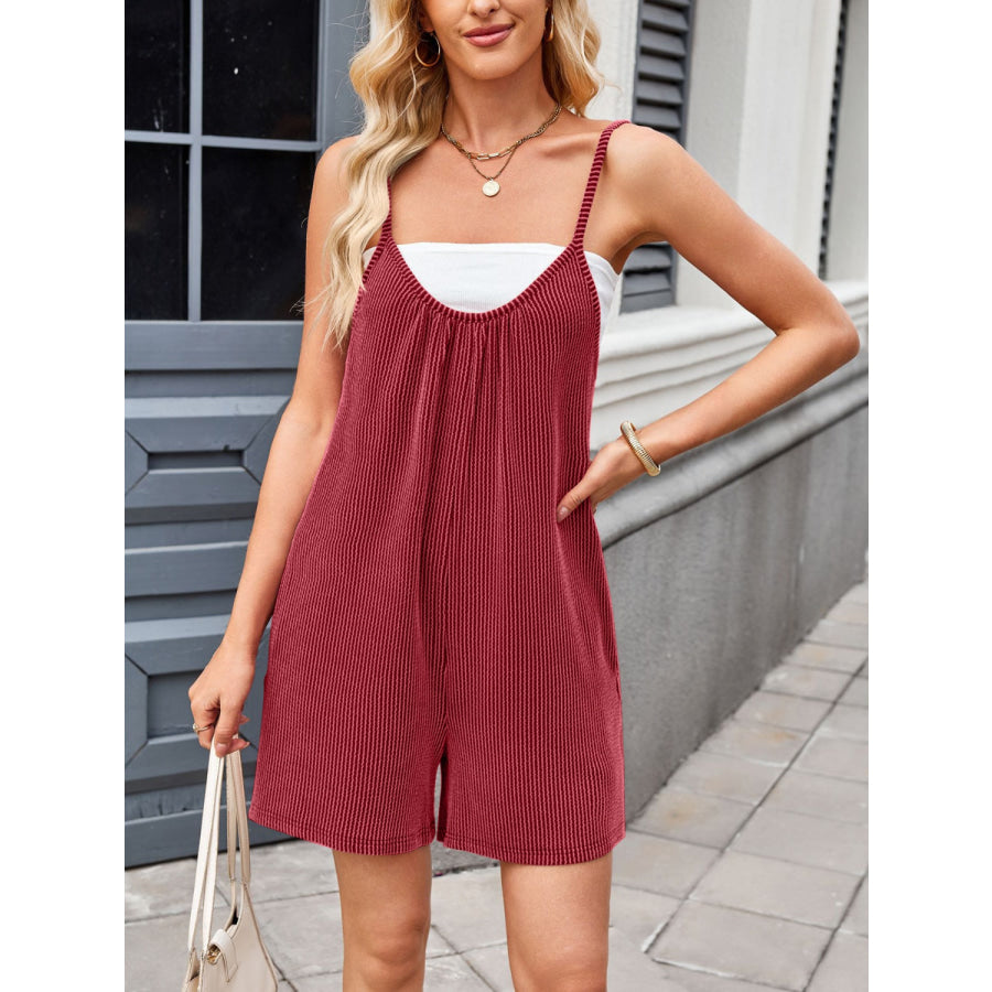 Lovelet Scoop Neck Spaghetti Strap Romper Apparel and Accessories