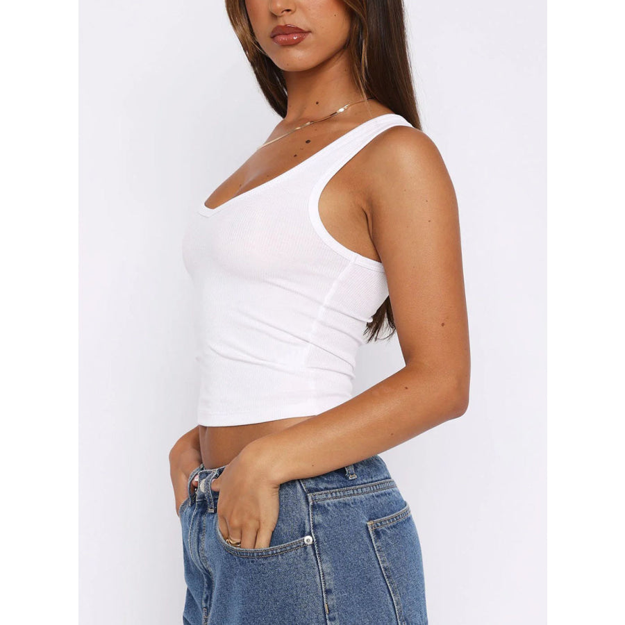 Lovelet Scoop Neck Wide Strap Tank White / S Apparel and Accessories